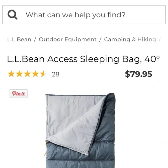 L.L.Bean Adults Access Sleeping Bag, 40° Rangeley Blue Brand New - Picture 3 of 9